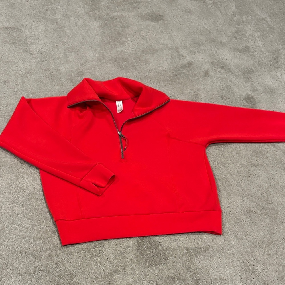 Air essentials Spanx Red Quarter-Zip Pullover Sweatshirt